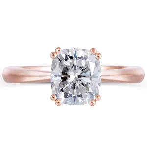 10k Rose Gold Cushion Cut Moissanite Ring 2ct