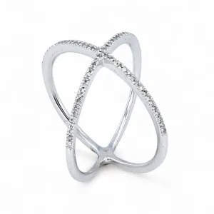 10k white gold X diamonds ring-20730