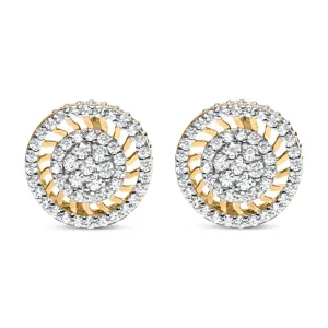 10K Yellow Gold 1.00 Cttw Diamond Halo Radiant Sunburst Stud Earrings