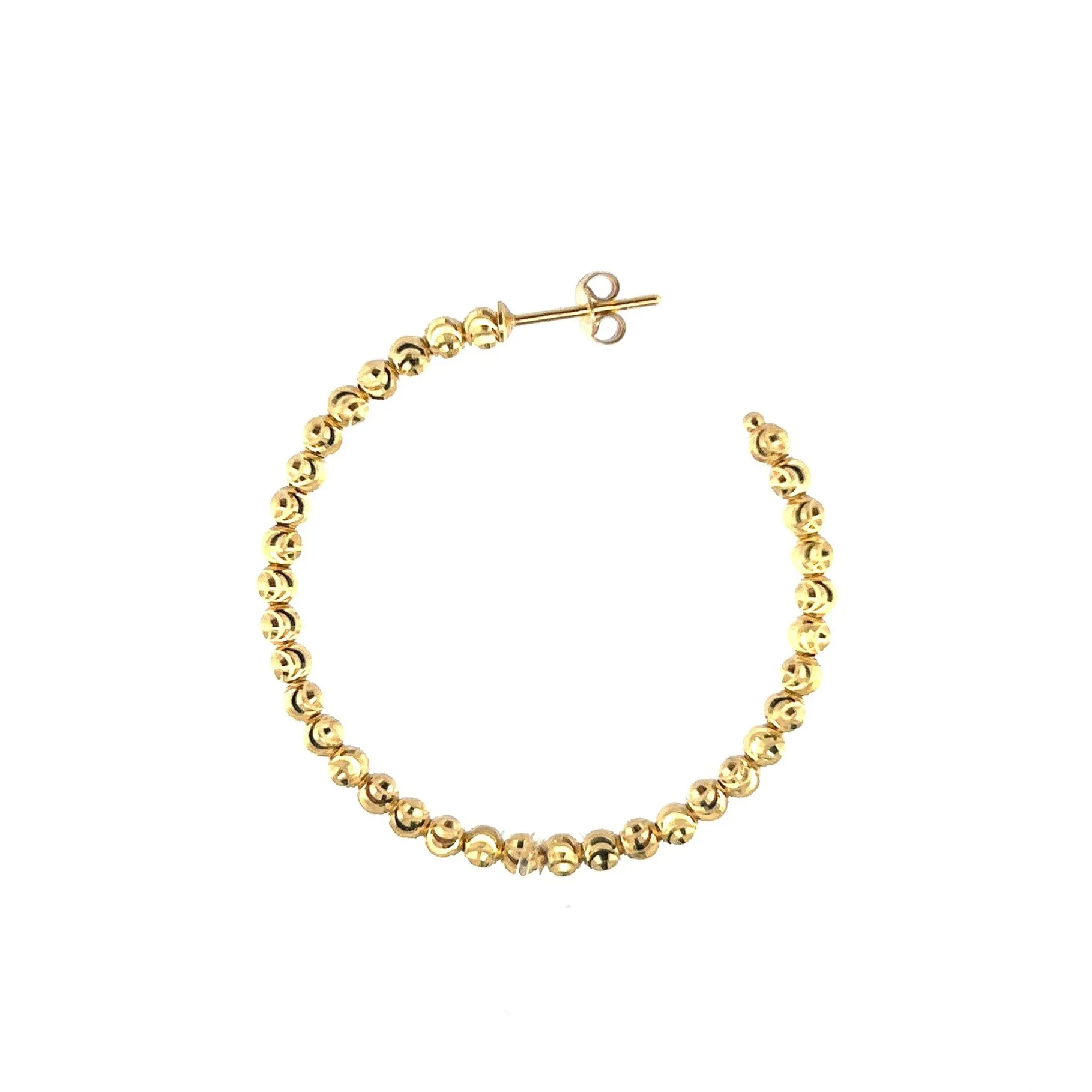 14K Gold Diamond Cut Ball Hoop Earrings