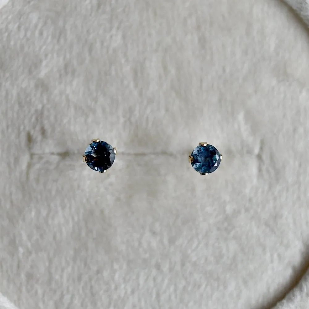 14k Gold London Blue Topaz Studs