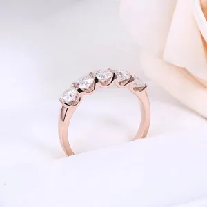 14k Rose Gold 5 Stone Moissanite Anniversary Ring 1.25ct Total