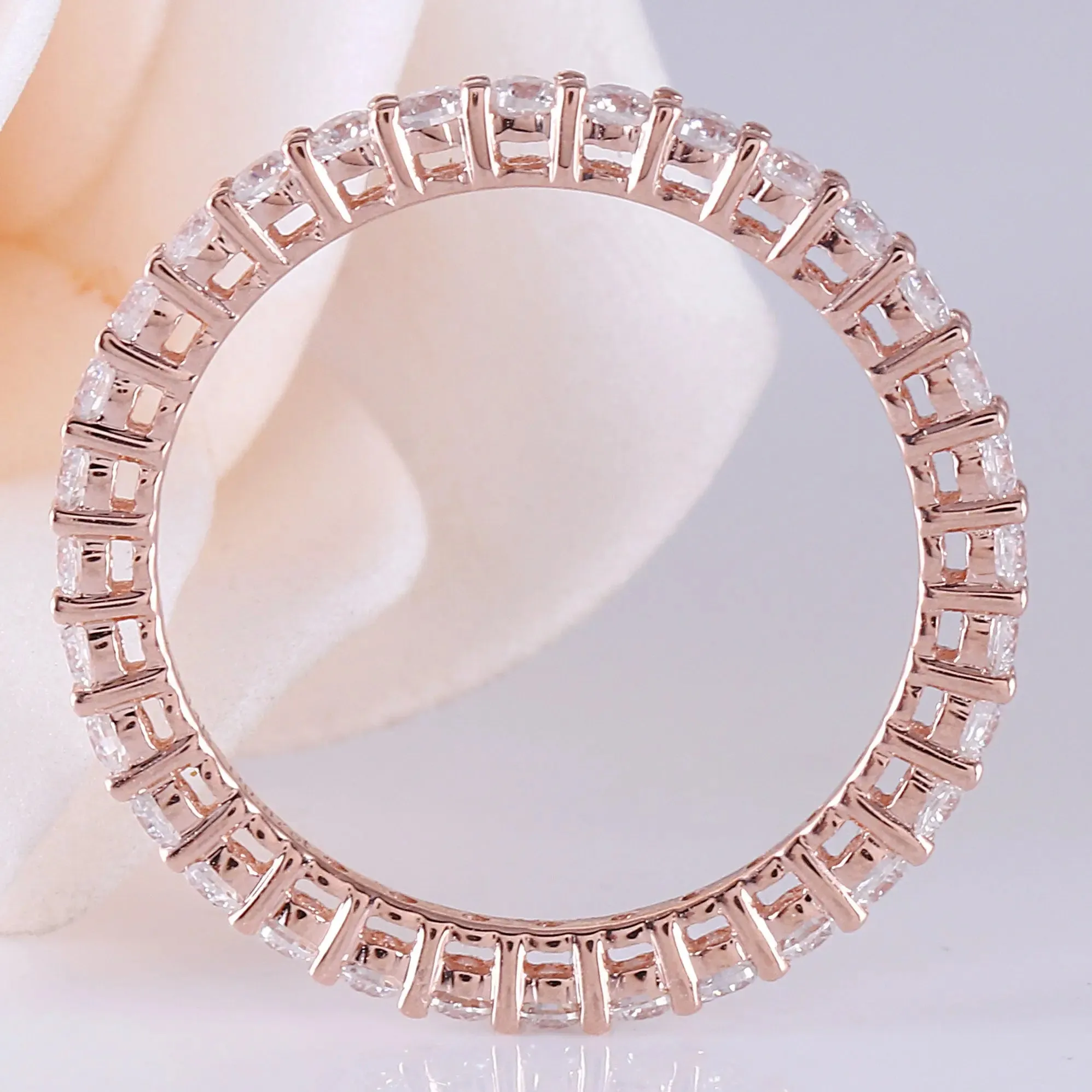 14k Rose Gold Eternity Ring / Wedding Band 0.75ct Total