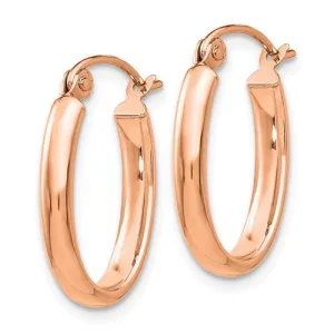 14k Rose Gold Polished Half-Round Oval Hoop Earrings