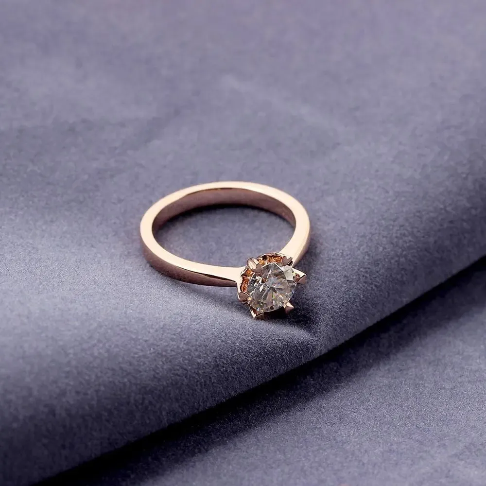 14k Rose Gold Solitaire Moissanite Ring 1ct