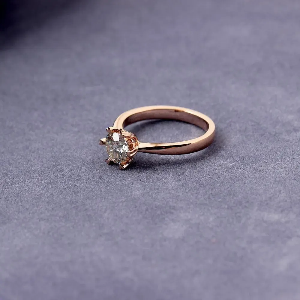 14k Rose Gold Solitaire Moissanite Ring 1ct