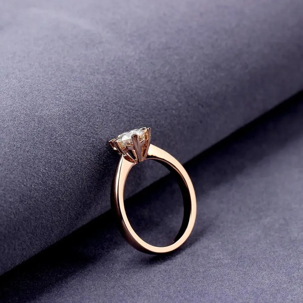 14k Rose Gold Solitaire Moissanite Ring 1ct