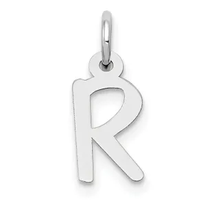 14k White Gold Small Slanted Block Letter R Initial Pendant