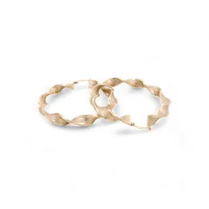 14K Yellow Gold Fashion Twisted Hoops Women's Earrings