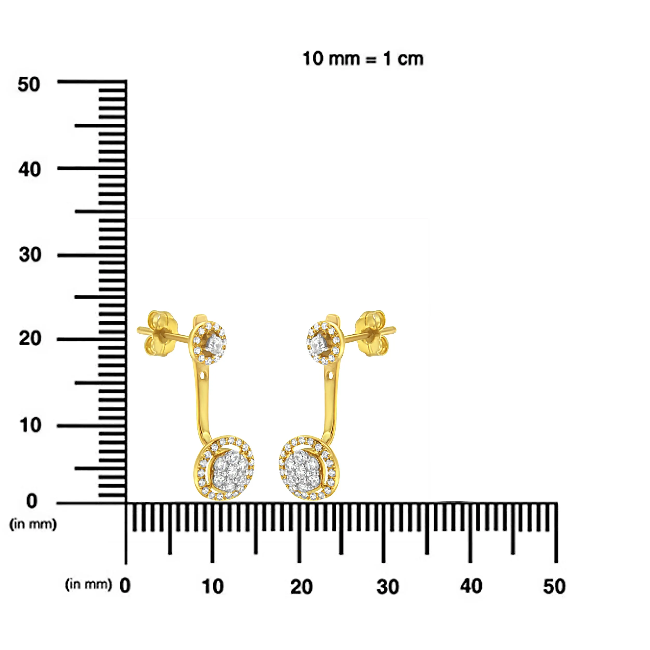 14K Yellow Gold Plated .925 Sterling Silver 5/8 Cttw Diamond Removable Stud and Dangle Earrings