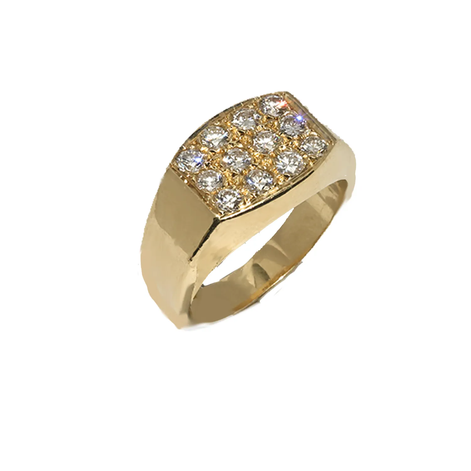 14K Yellow Gold Wide Ring 1 Ctw