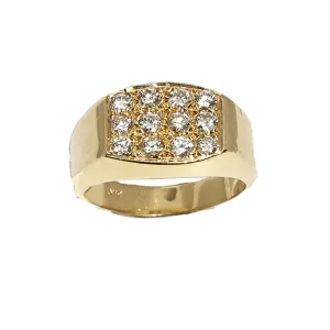 14K Yellow Gold Wide Ring 1 Ctw