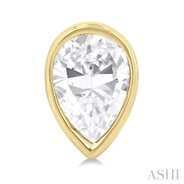 1/5 Ctw Petite Bezel Set Pear Cut Diamond Fashion Stud Earring in 10K Yellow Gold