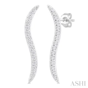 1/5 Ctw Wave-Inspired Round Cut Diamond Fashion Stud Earring in 10K White Gold