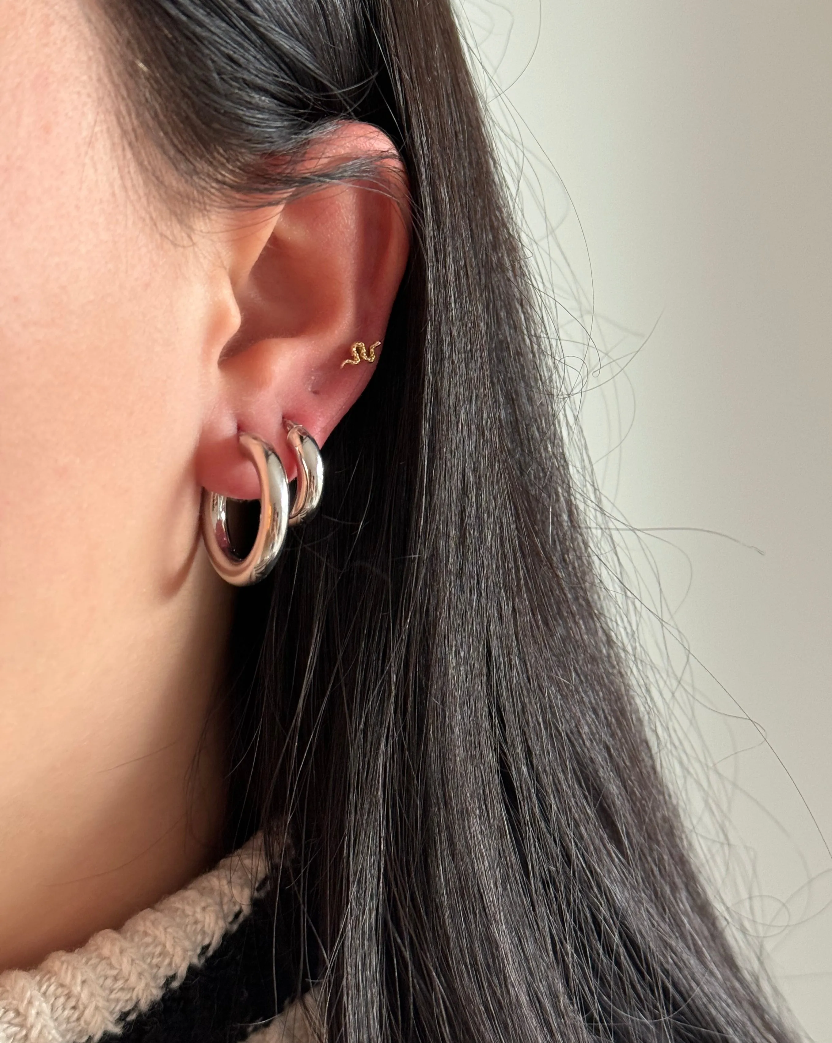 15mm Chubby Hoops - 10k White Gold