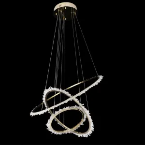 (16 24 31.5) Inch Round Quartz Crystal Chandelier Three Rings Suspended Pendant Light