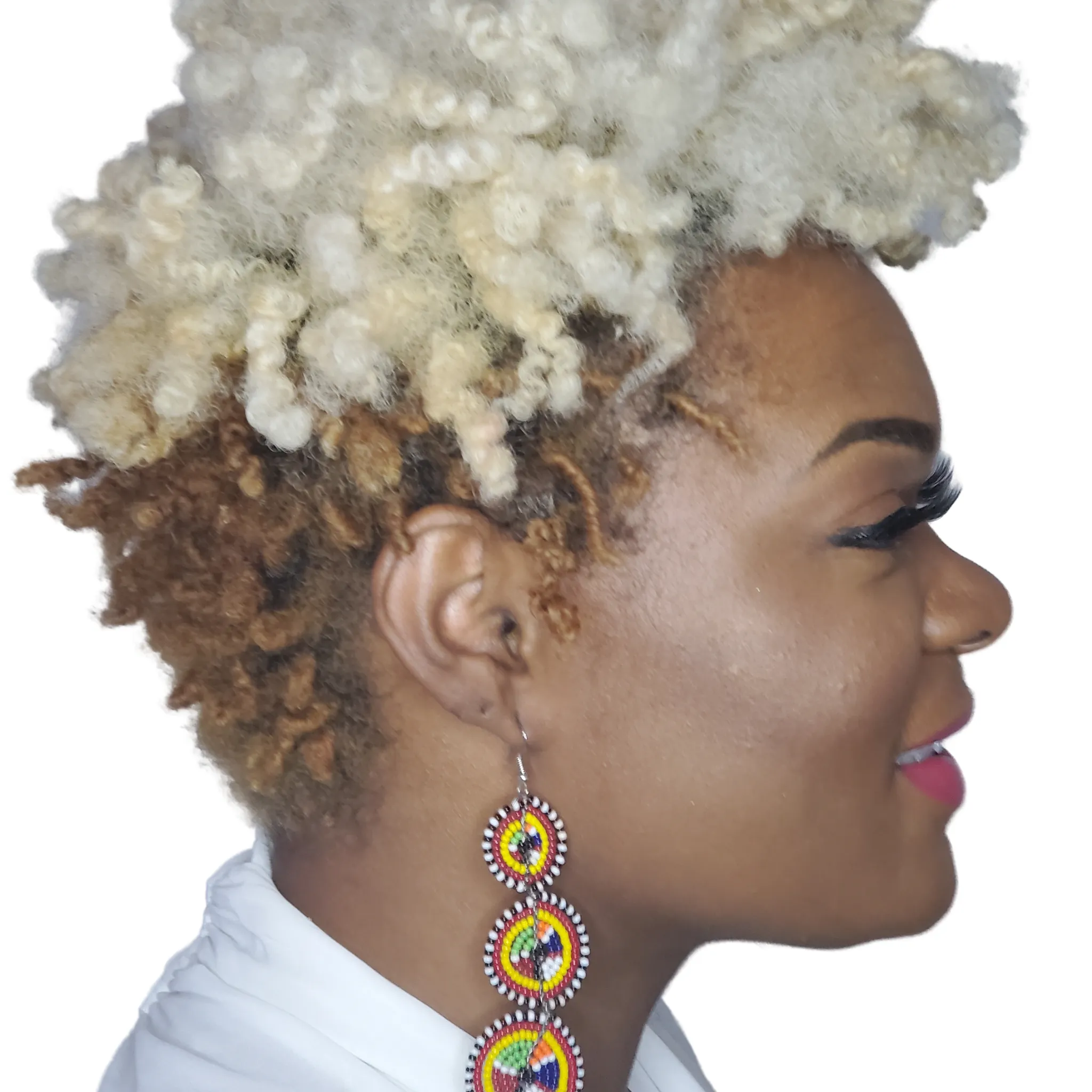 3-Tier beaded earrings, Maasai