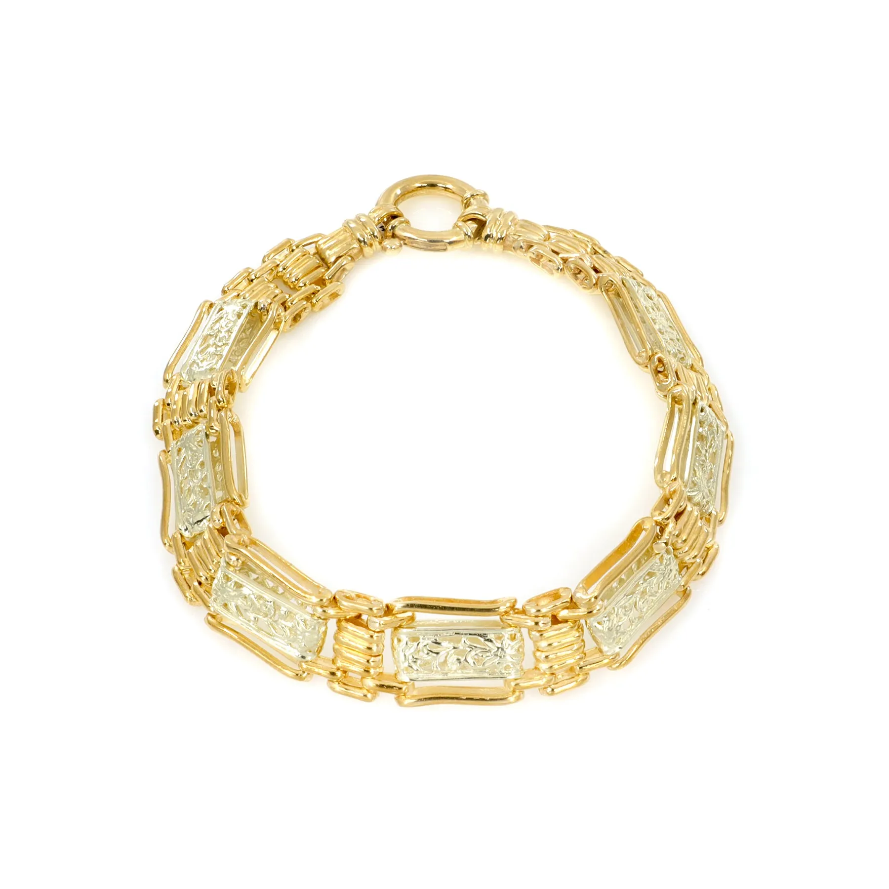 9K Yellow Gold Filigree Wide Bracelet - 20720193