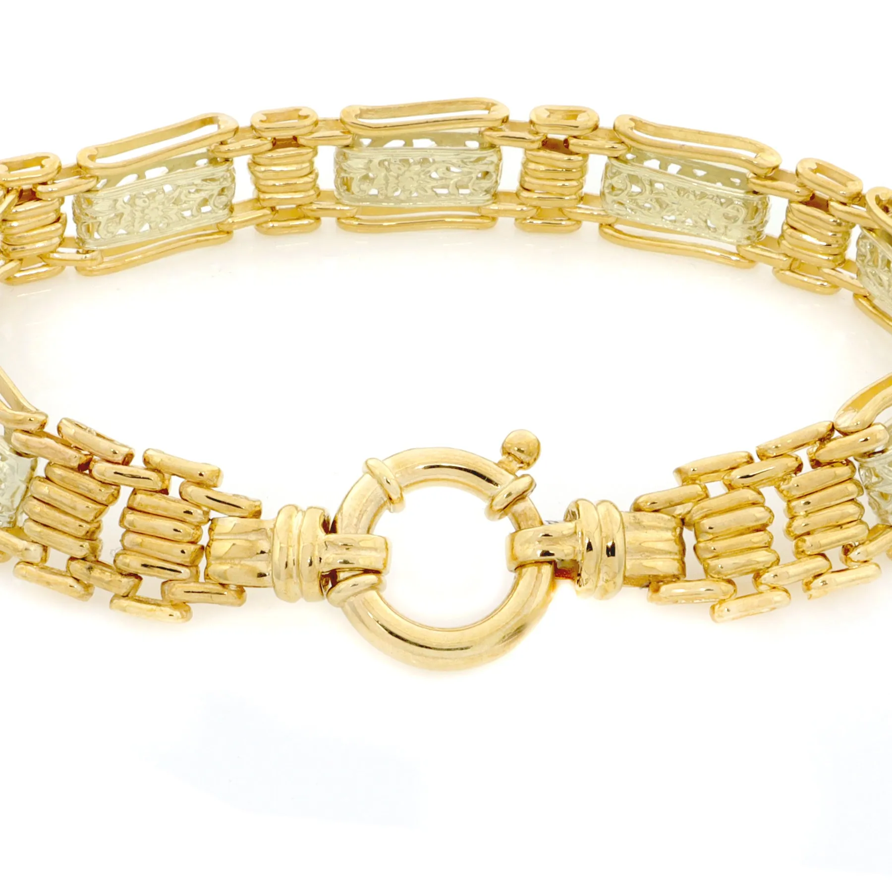 9K Yellow Gold Filigree Wide Bracelet - 20720193