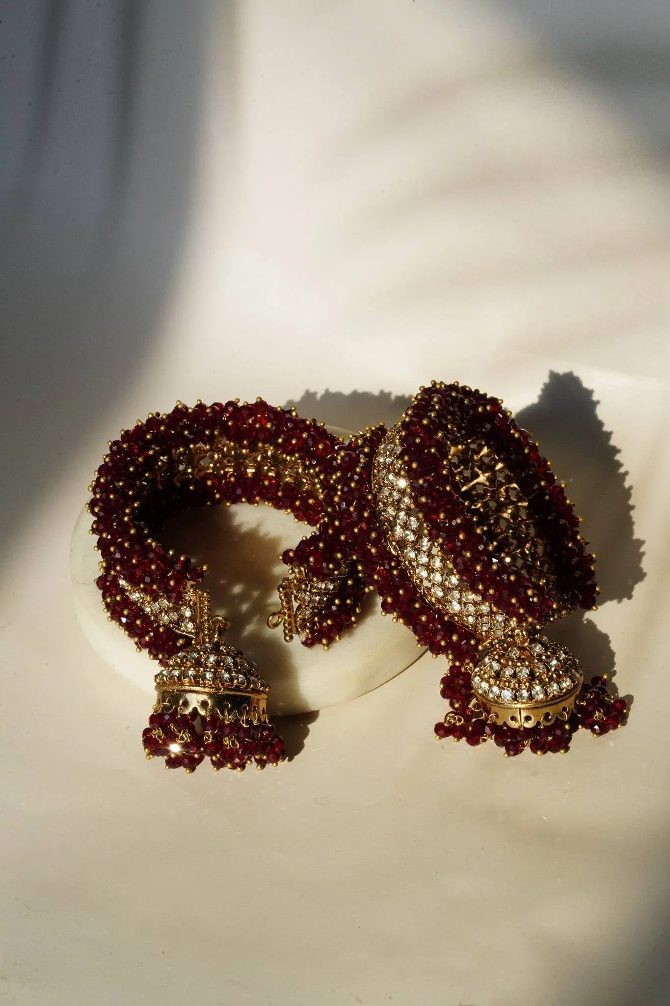 Aliya - Pair of Beaded Jhumka Bangles (Set of 2)