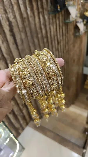 American Diamond Pearl Pakistani Bangles Luxurious Design