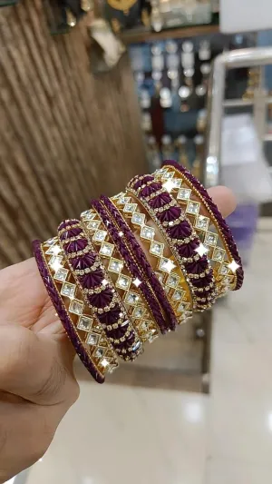 Amethyst Allure Bangles Indian Glory Gemstone - Bollywood Jewellery