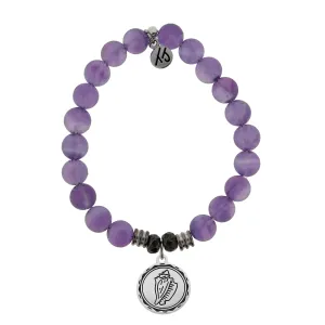 Amethyst Gemstone Bracelet with Conch Shell Sterling Silver Charm