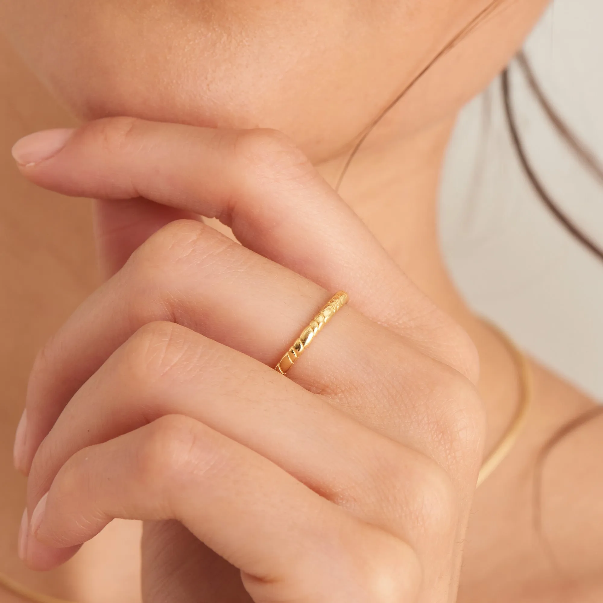 Ania Haie Gold Smooth Twist Thin Band Ring