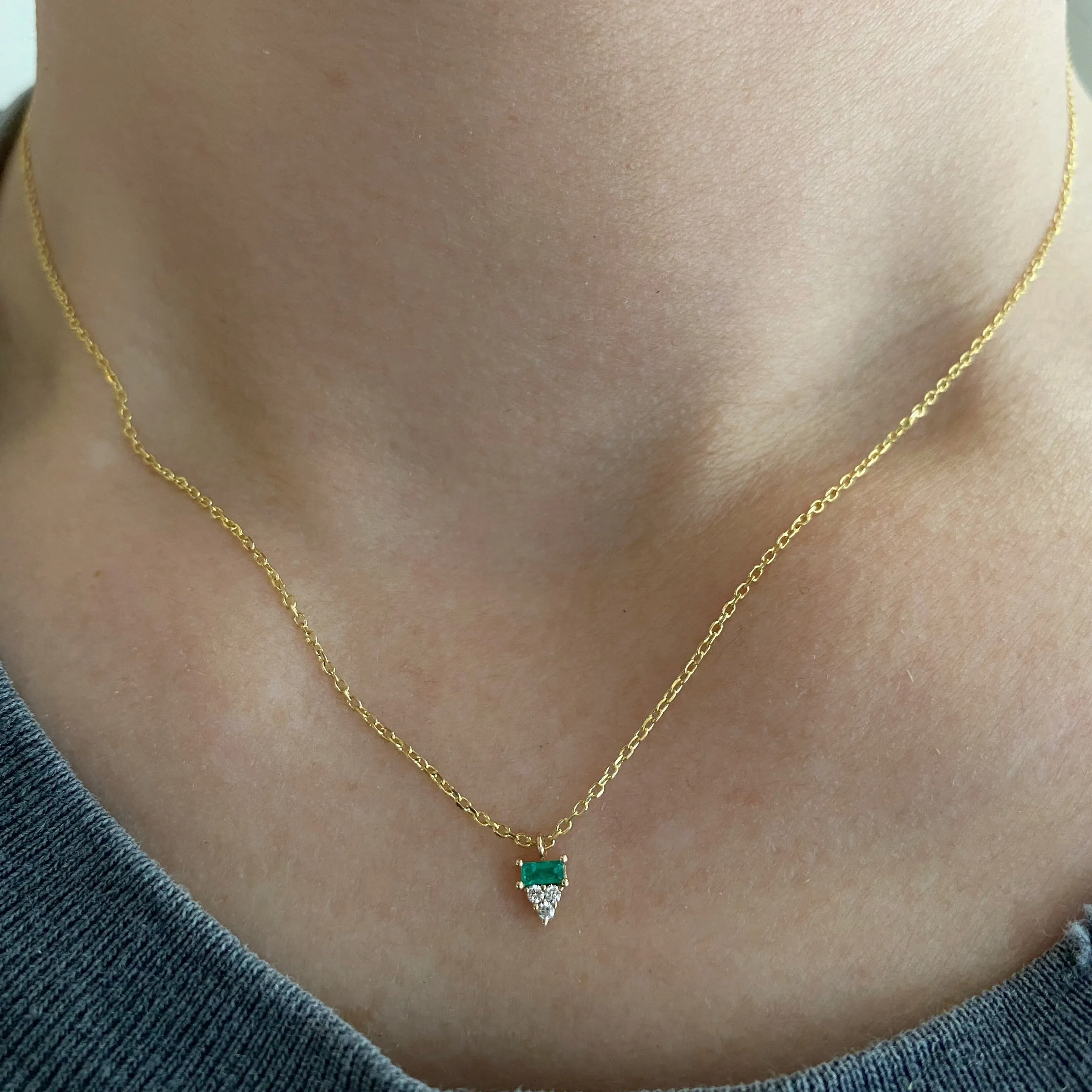 Baguette Cluster Emerald Necklace