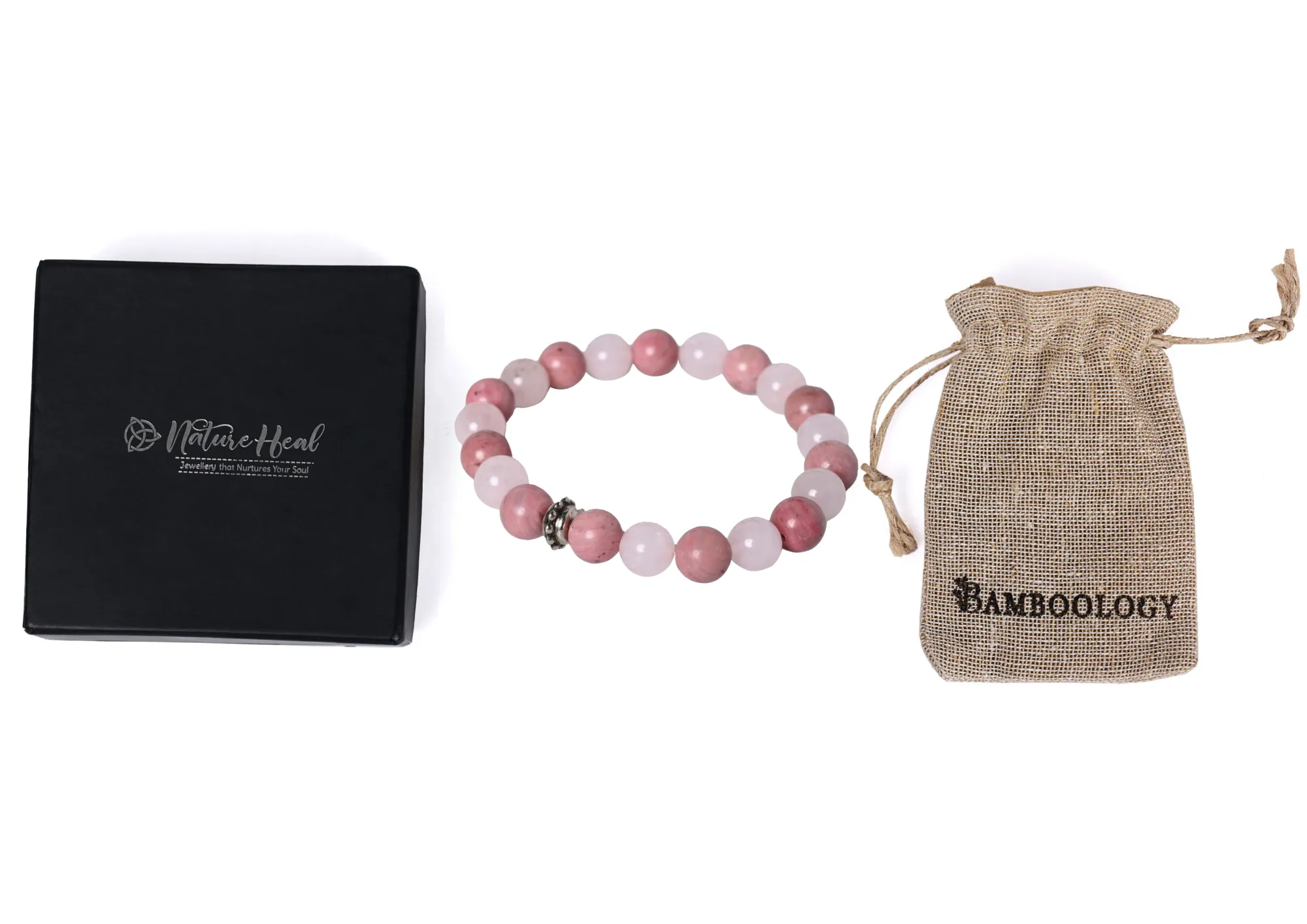 Bamboology Trends Healing gemstone bracelet Rose Quartz and Rhodonite