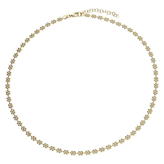 Bead Flower Necklace Chain - Yellow Gold Vermeil or Sterling Silver