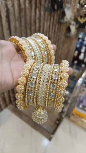 Bridal Wear AD Bangles Pearl Design Indian Weddings Inspired