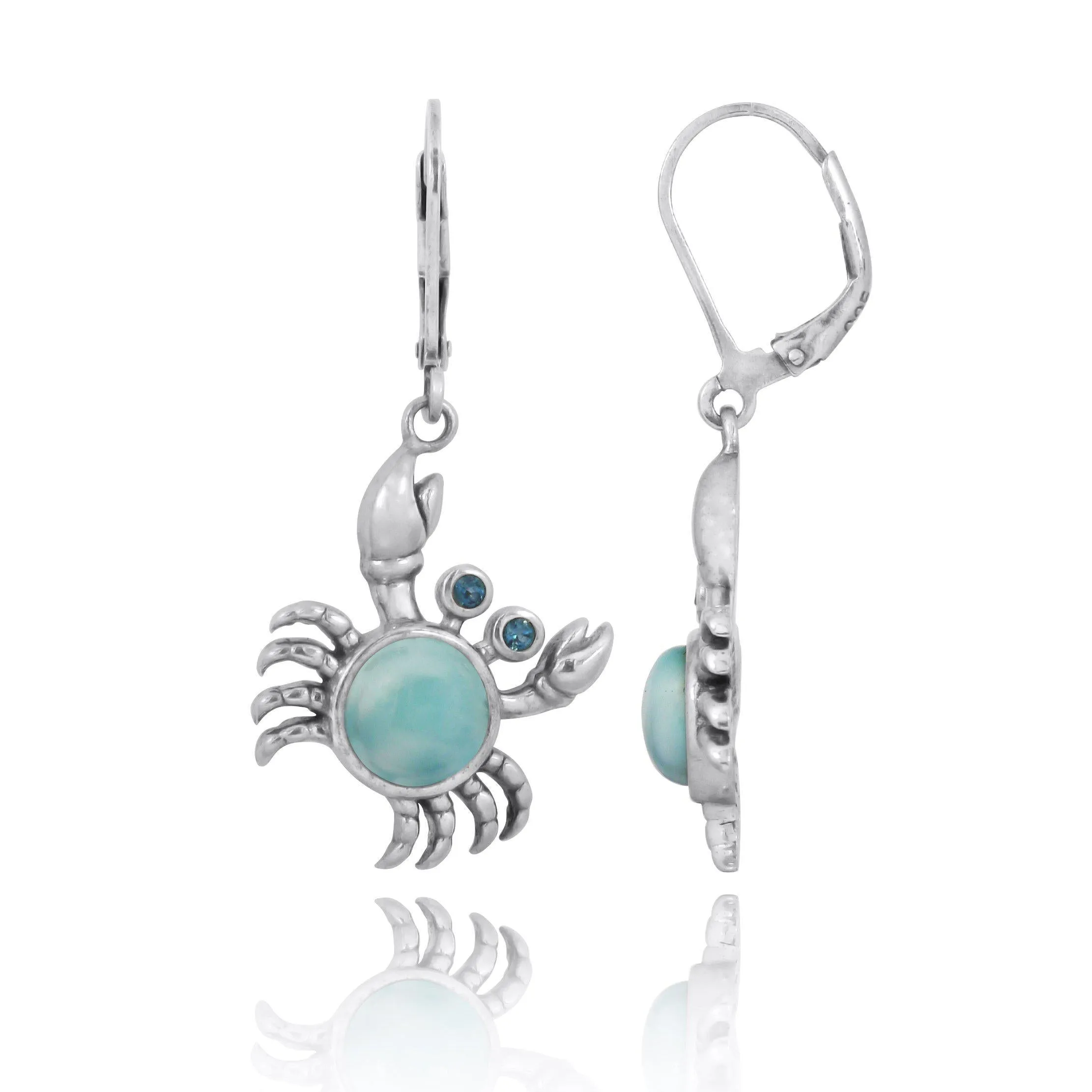 Caribbean Larimar Crab Earrings - Miami