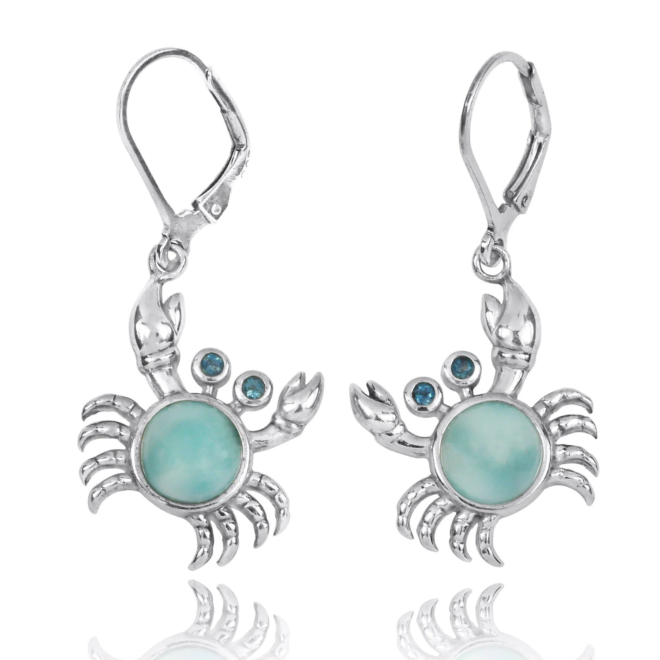 Caribbean Larimar Crab Earrings - Miami