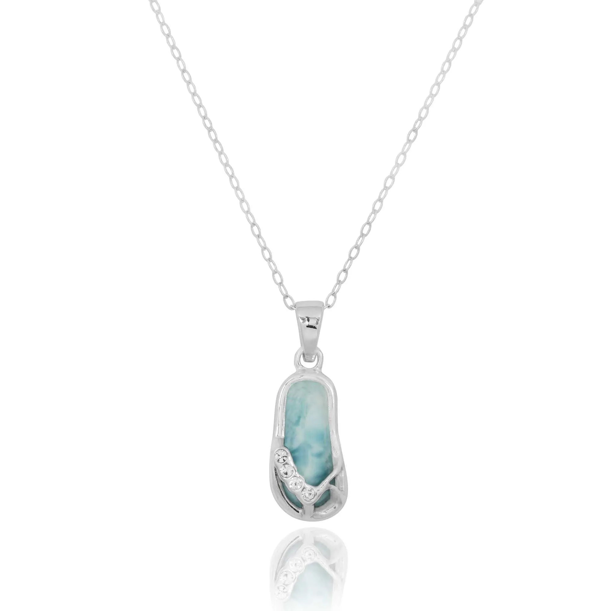 Caribbean Larimar Flip Flop Necklace - Miami