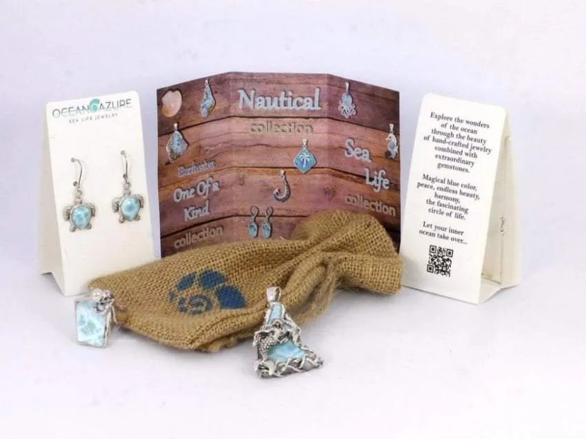 Caribbean Larimar Sea Turtle Earrings - Miami