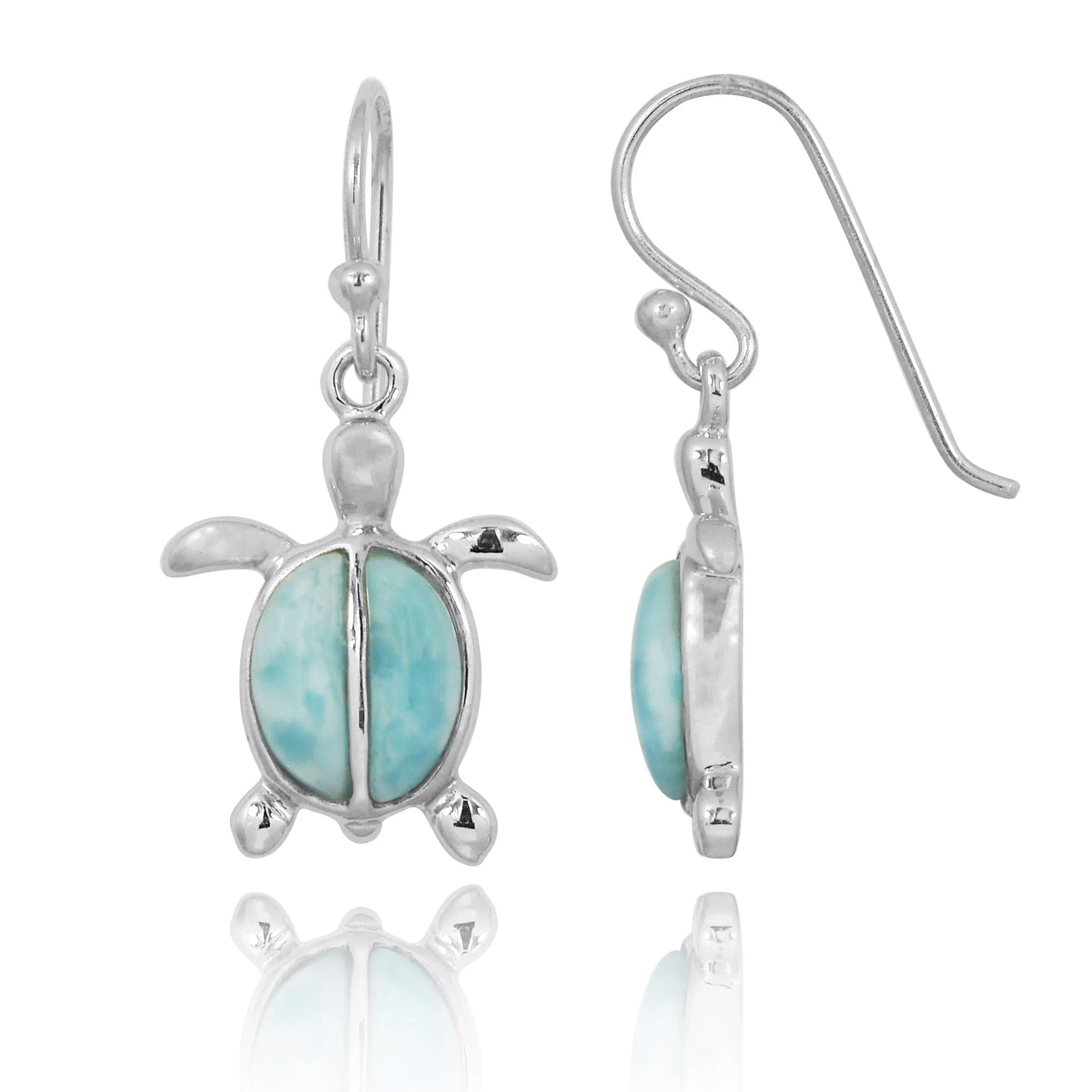 Caribbean Larimar Sea Turtle Earrings - Miami