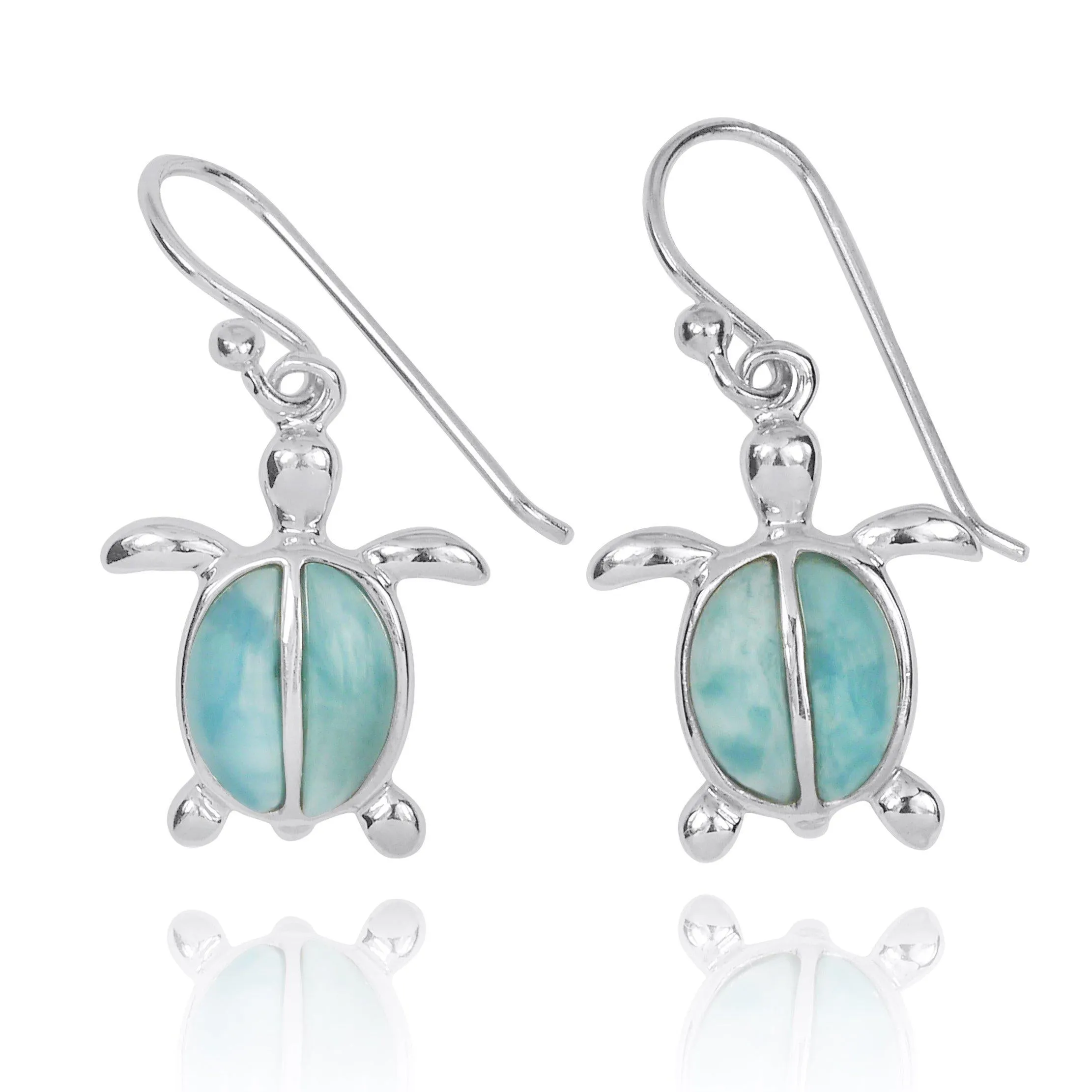 Caribbean Larimar Sea Turtle Earrings - Miami