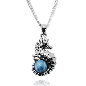 Caribbean Larimar Seahorse Necklace - Miami