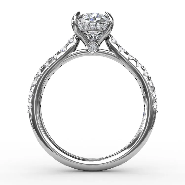 Classic Pear Shape Engagement Ring with a Subtle Diamond Splash