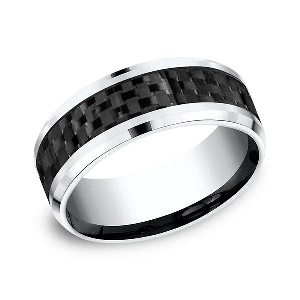 Cobalt and Carbon Fiber Comfort-Fit Design Wedding Band