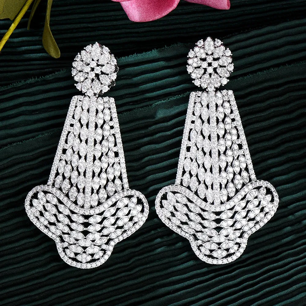 CZ Pendant Earrings Micro Cubic Zirconia Pave Party Wedding Jewelry