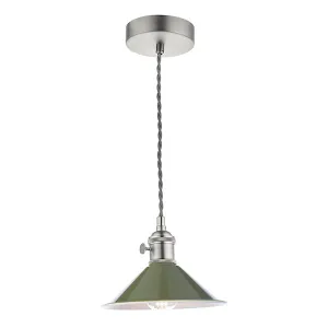 Dar Hadano Pendant Antique Chrome With Olive Green Shade