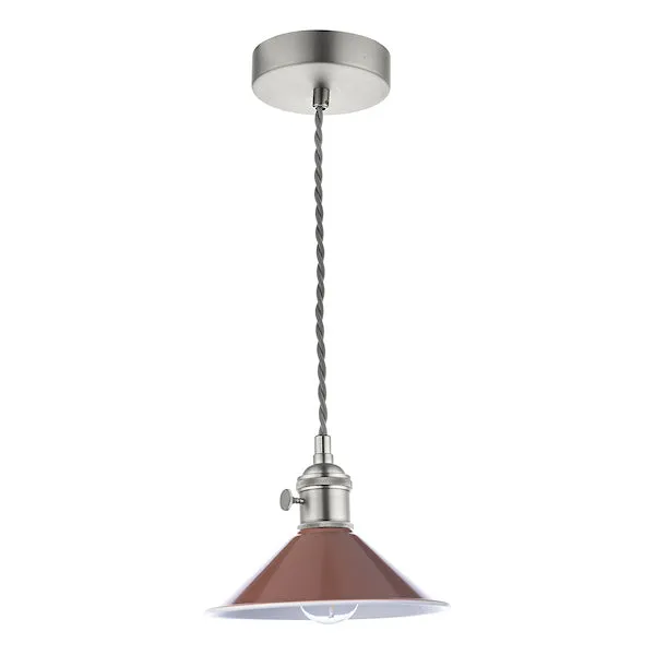 Dar Hadano Pendant Antique Chrome With Umber Shade