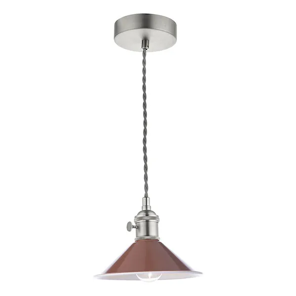 Dar Hadano Pendant Antique Chrome With Umber Shade