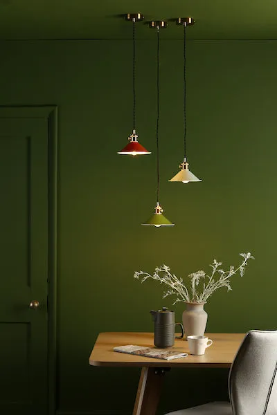 Dar Hadano Pendant Natural Brass With Olive Green Shade