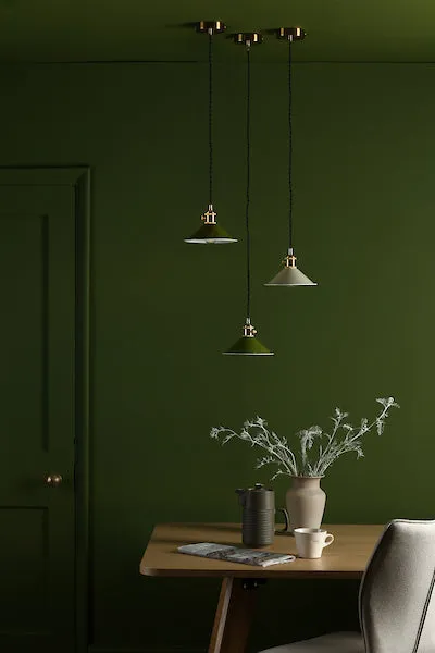 Dar Hadano Pendant Natural Brass With Olive Green Shade