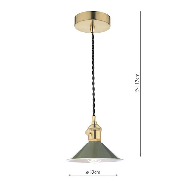 Dar Hadano Pendant Natural Brass With Olive Green Shade