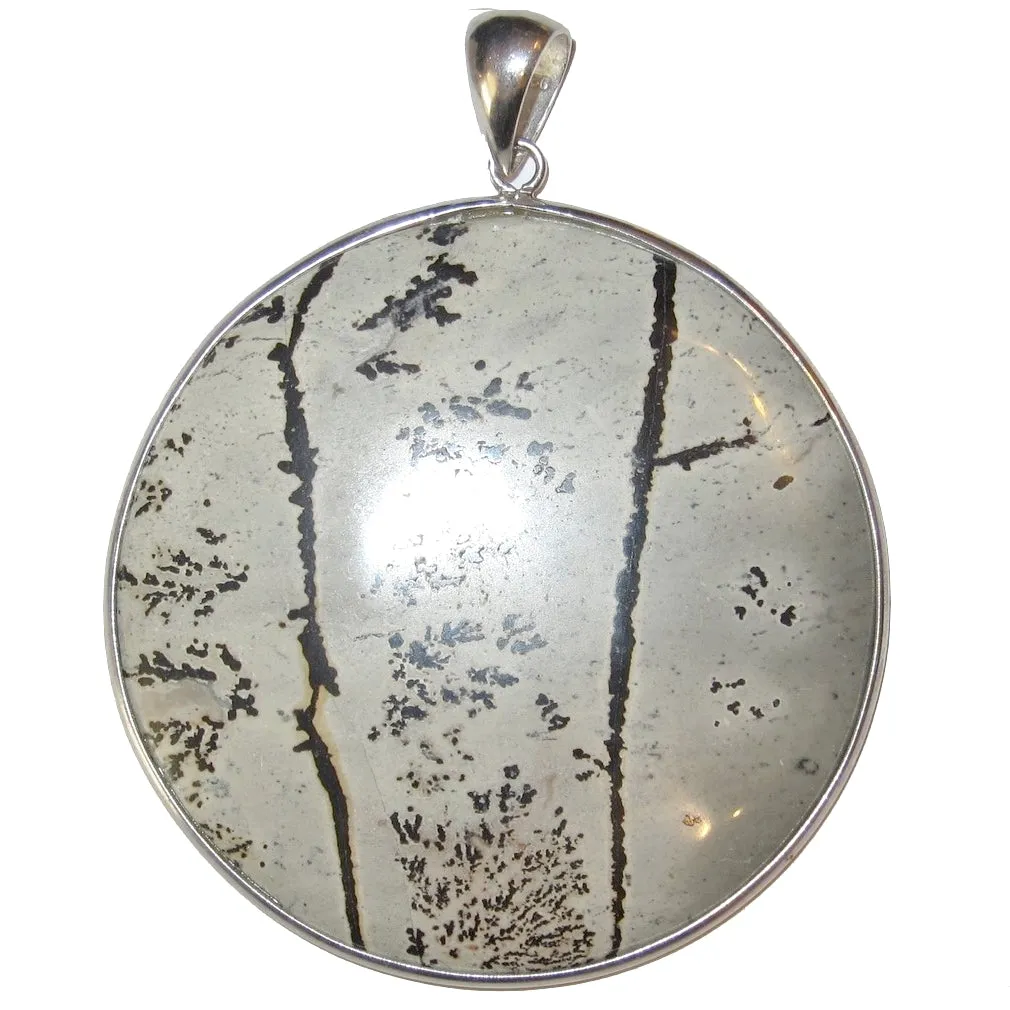 Dendritic Jasper Pendant Nature is Perfect Round Picture Stone