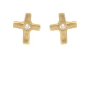 Diamond Cross Stud Earrings